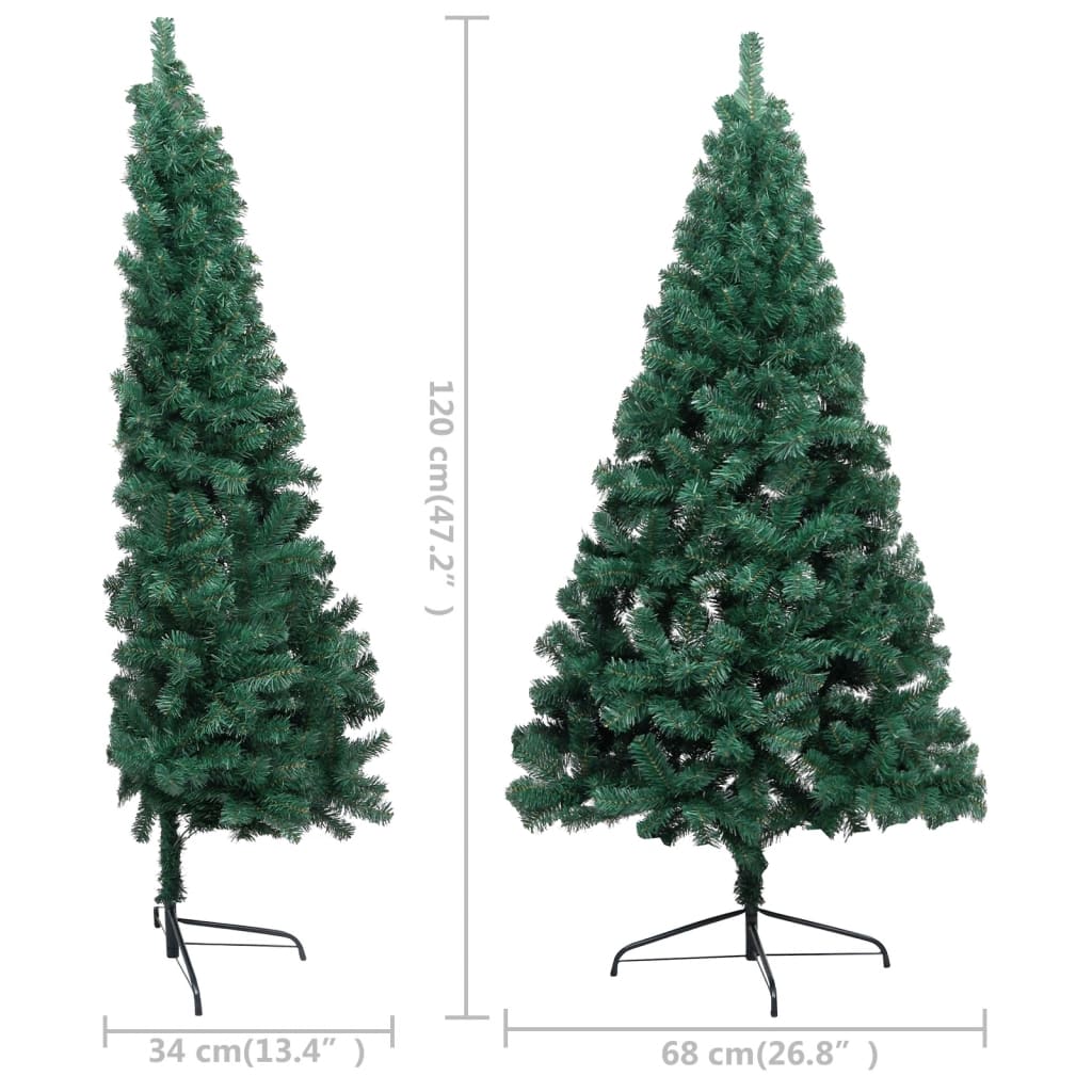 vidaXL Artificial Half Pre-lit Christmas Tree with Stand Green 47.2" PVC