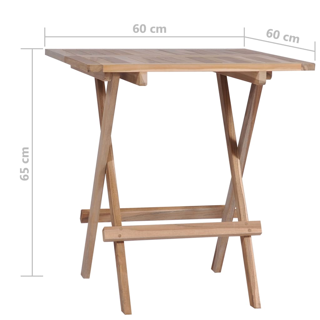 vidaXL 3 Piece Folding Bistro Set Solid Teak Wood