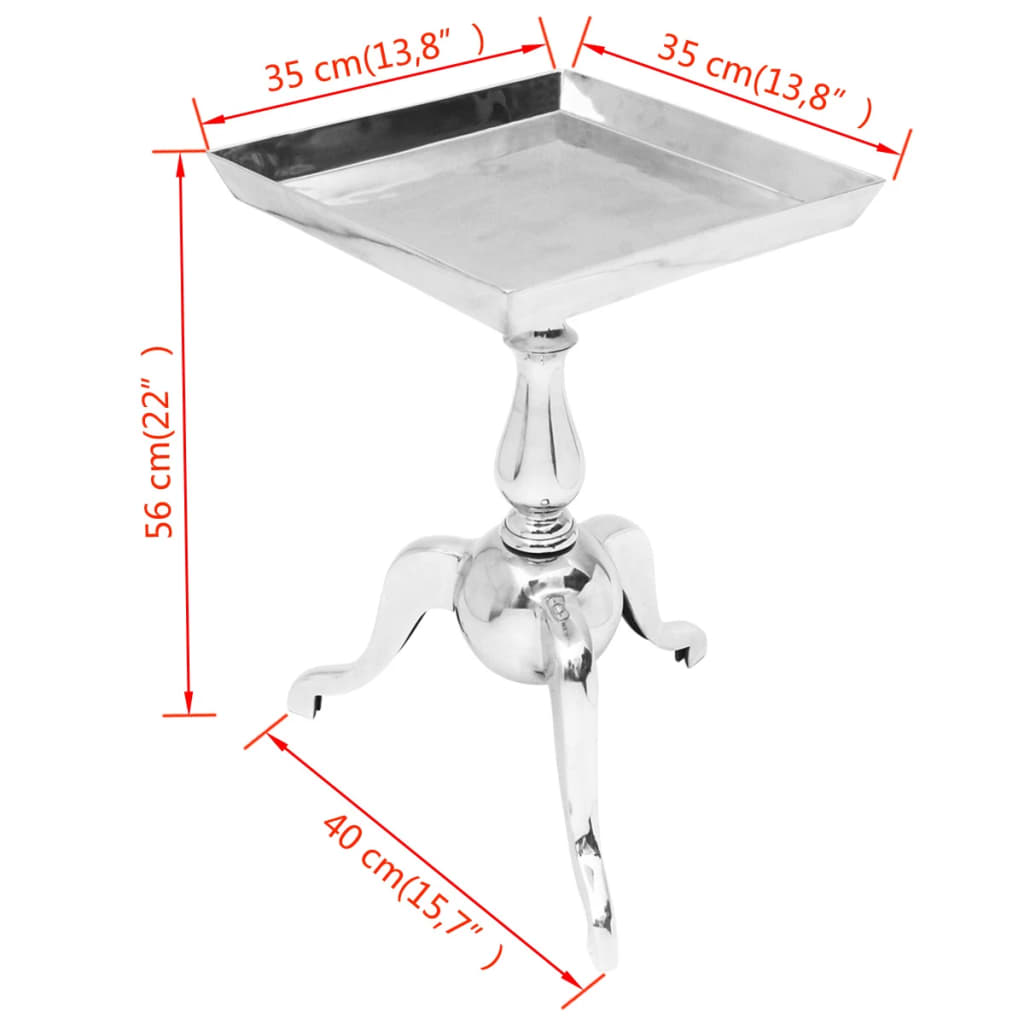 vidaXL Side Table Square Aluminum Silver