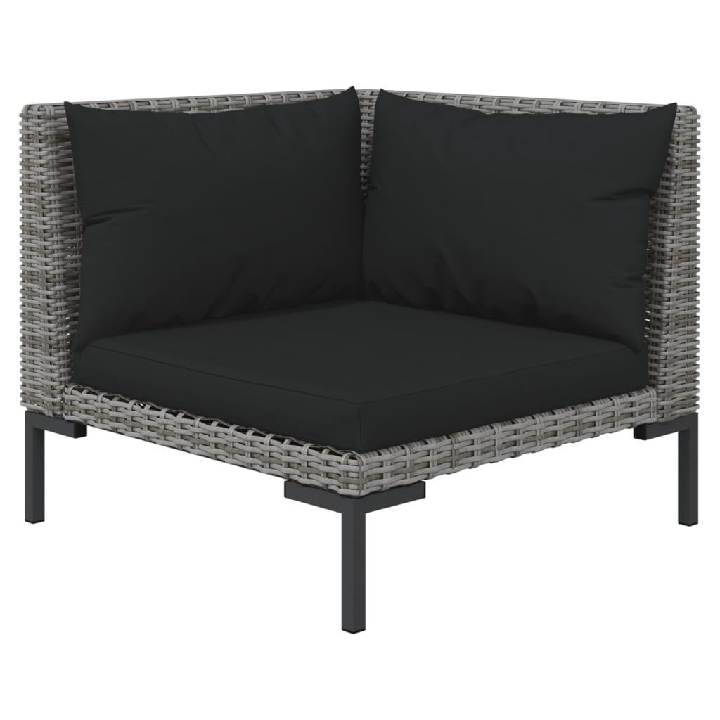 vidaXL 8 Piece Patio Lounge Set with Cushions Poly Rattan Dark Gray