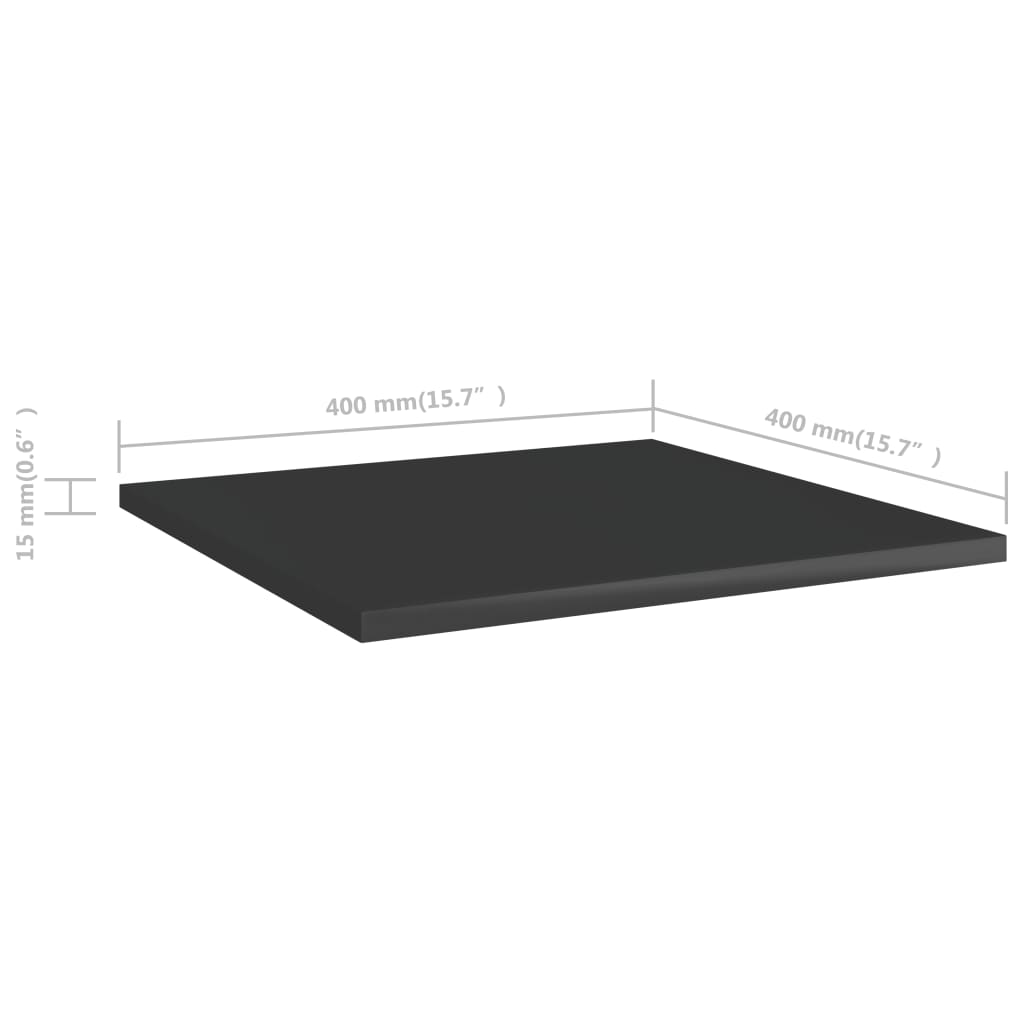 vidaXL Bookshelf Boards 4 pcs High Gloss Black 15.7"x15.7"x0.6" Engineered Wood