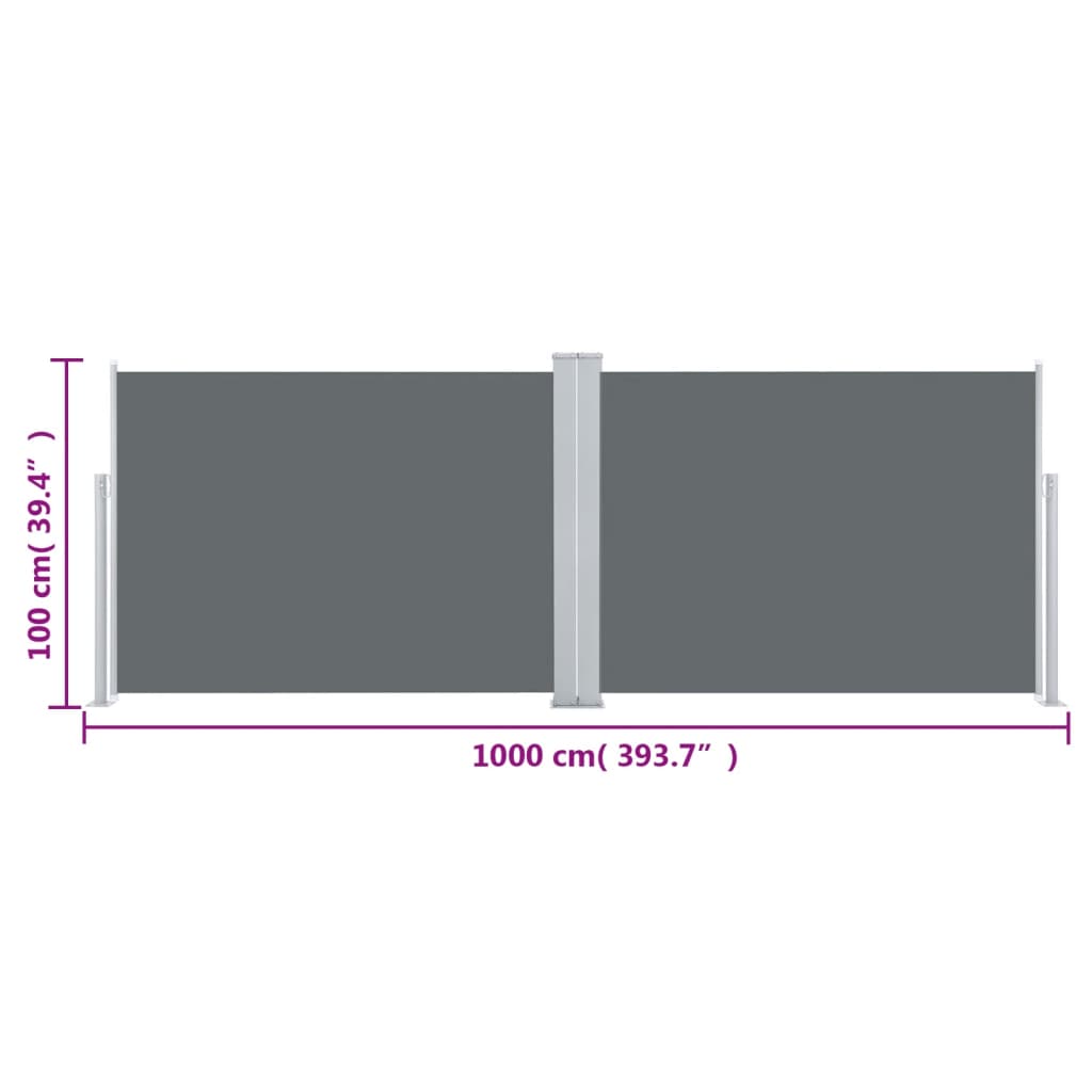 vidaXL Retractable Side Awning Anthracite 39.4"x393.7"