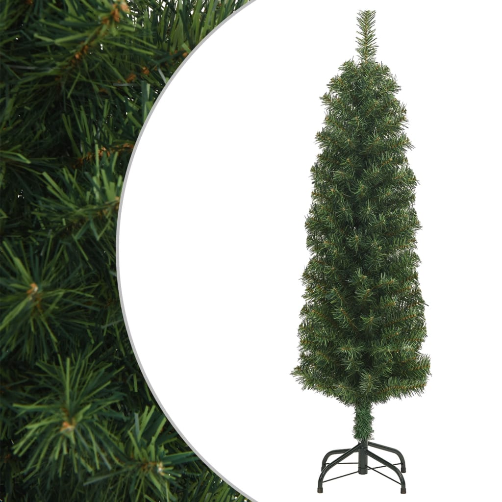 vidaXL Slim Artificial Christmas Tree with Stand Green 5 ft PVC