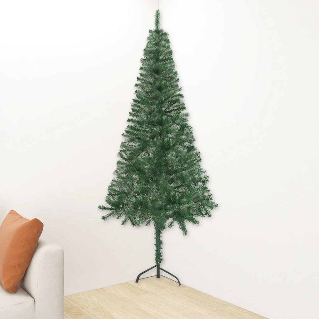 vidaXL Corner Artificial Pre-lit Christmas Tree Green 59.1" PVC