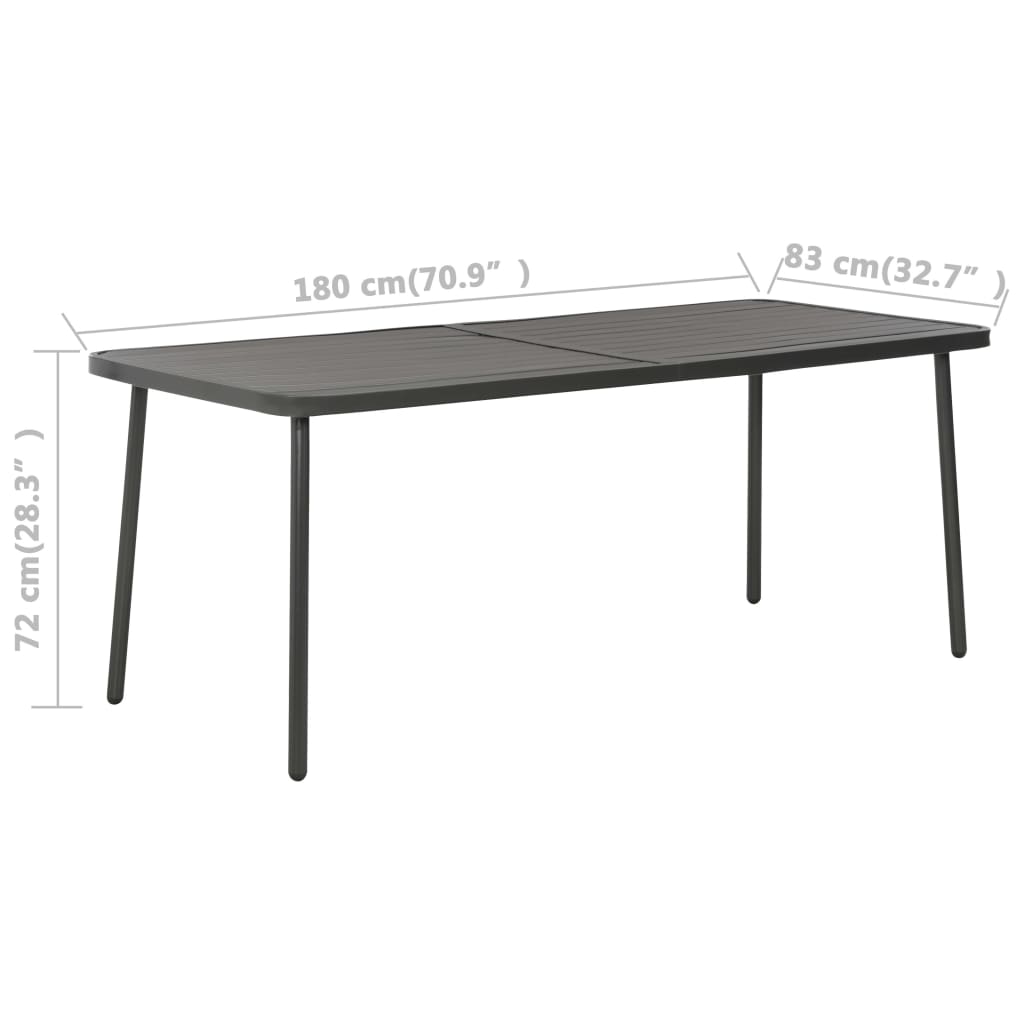 vidaXL Patio Table Dark Gray 70.9"x32.7"x28.3" Steel