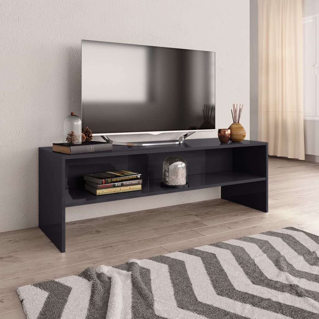 vidaXL TV Stand High Gloss Gray 47.2"x15.7"x15.7" Engineered Wood
