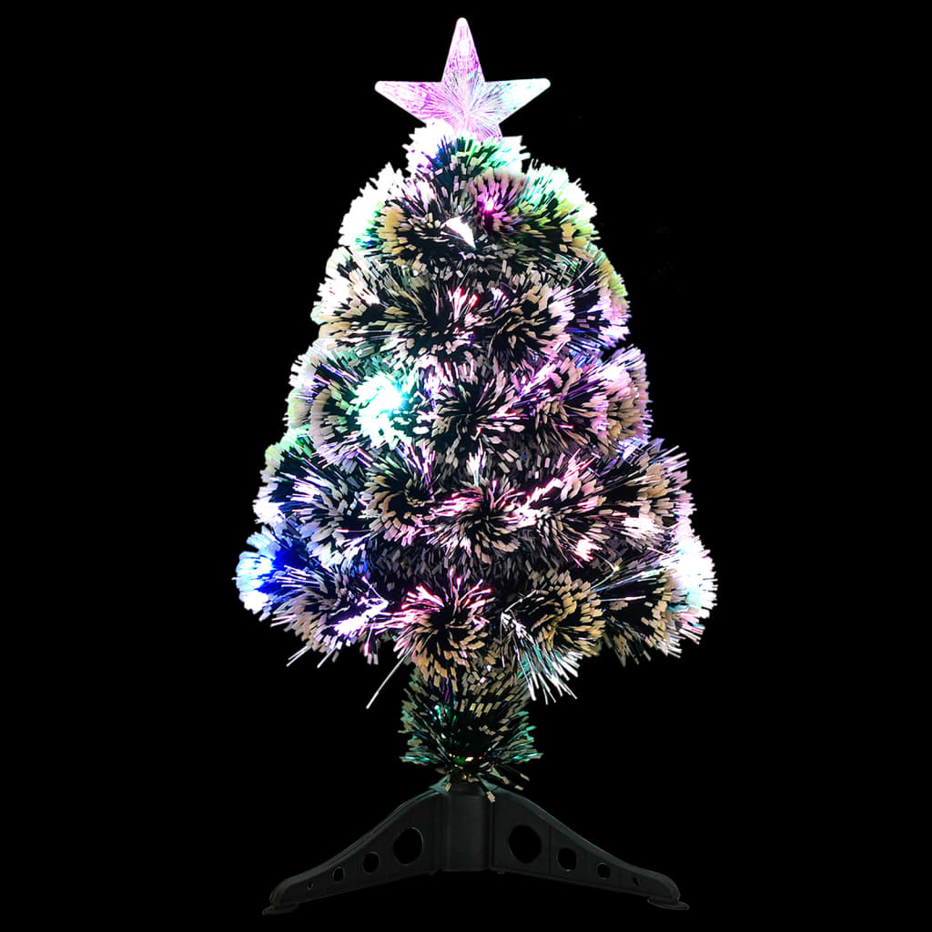 vidaXL Pre-lit Christmas Tree Green and White 2 ft Fiber Optic