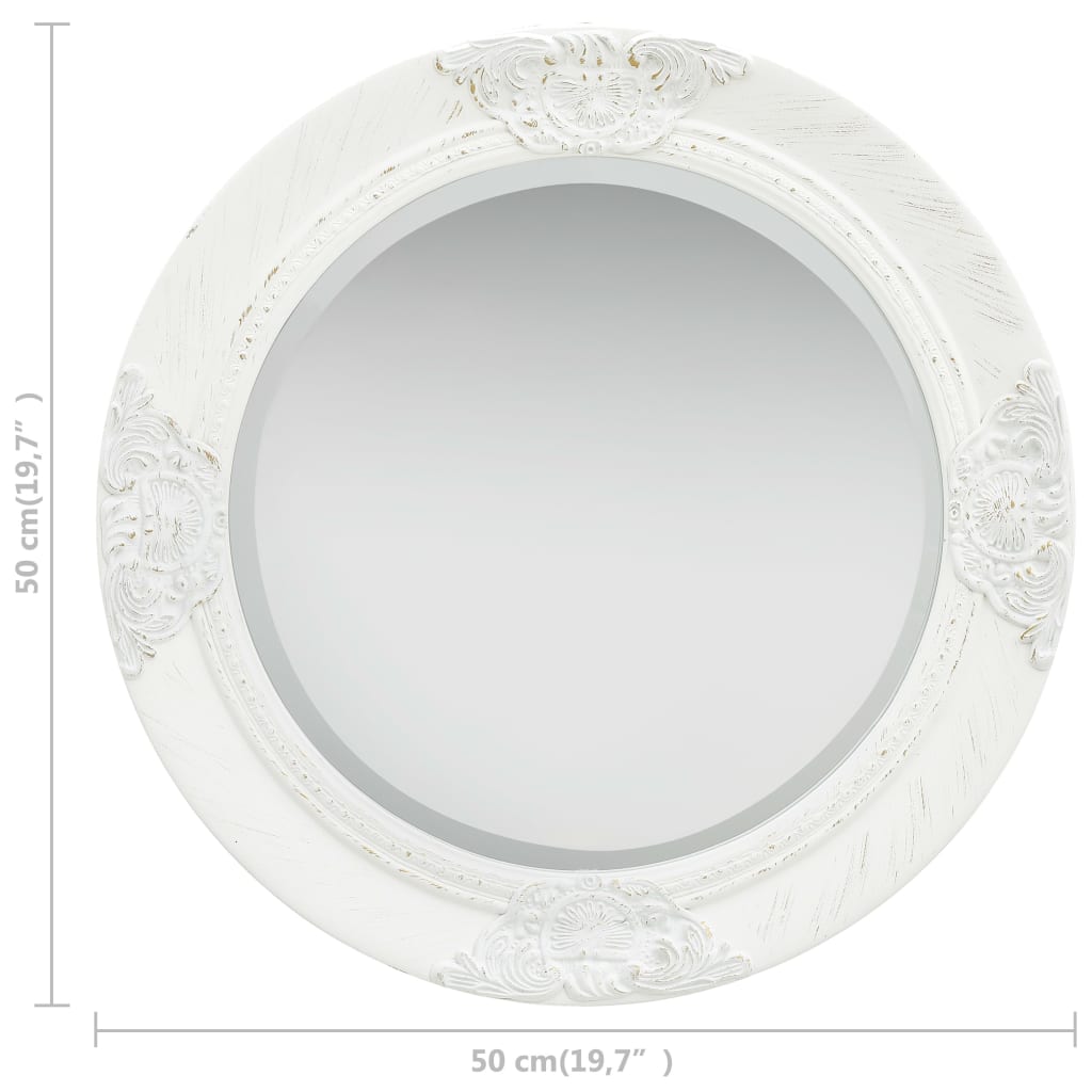 vidaXL Wall Mirror Baroque Style 19.7" White