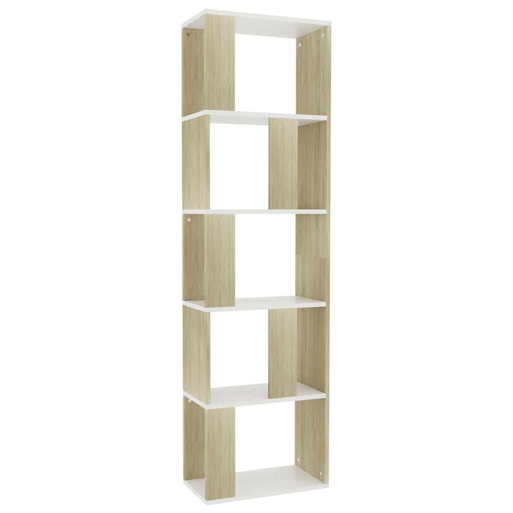 vidaXL Book Cabinet/Room Divider White and Sonoma Oak 17.7"x9.4"x62.6"