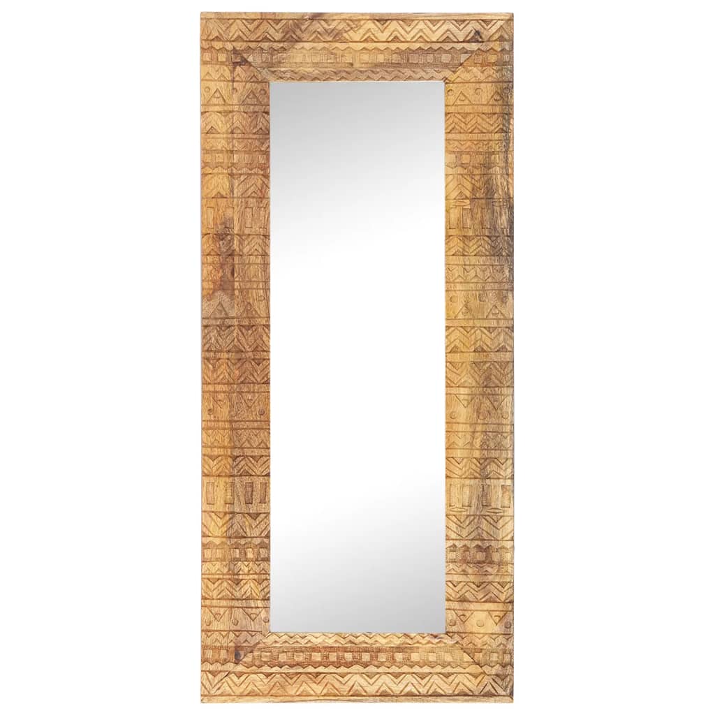 vidaXL Hand-Carved Mirror 43.3"x19.7"x1" Solid Mango Wood