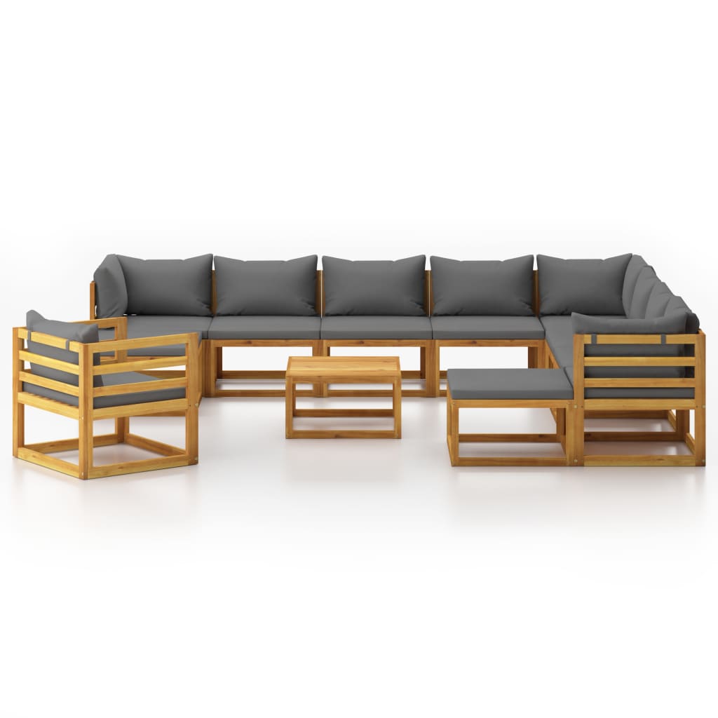 vidaXL 12 Piece Patio Lounge Set with Cushion Solid Acacia Wood