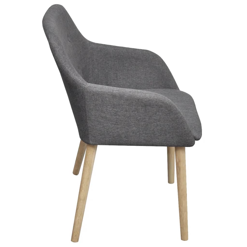 vidaXL Dining Chairs 6 pcs Light Gray Fabric and Solid Oak Wood