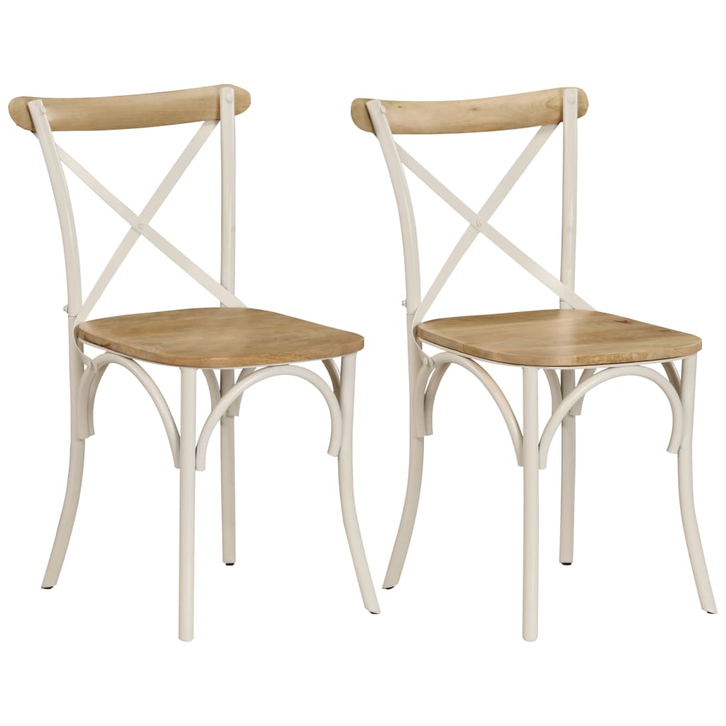 vidaXL Cross Chairs 2 pcs White Solid Mango Wood