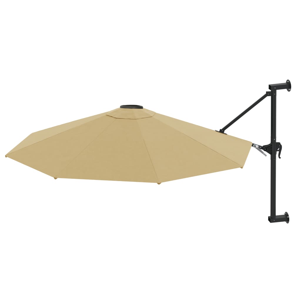 vidaXL Wall-Mounted Parasol with Metal Pole 118.1" Taupe