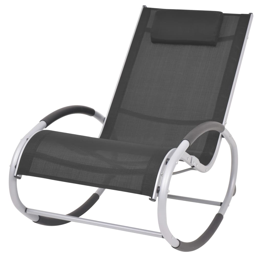vidaXL Outdoor Rocking Chair Black Textilene