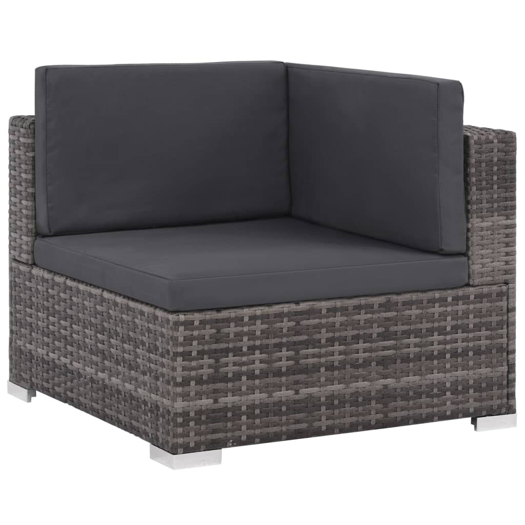 vidaXL 12 Piece Patio Lounge Set with Cushions Poly Rattan Gray