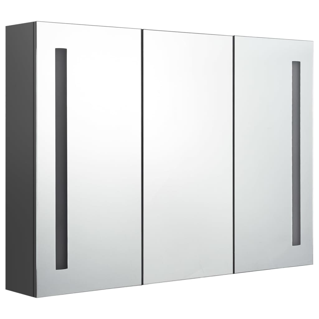 vidaXL LED Bathroom Mirror Cabinet 35"x5.5"x24.4" Gray