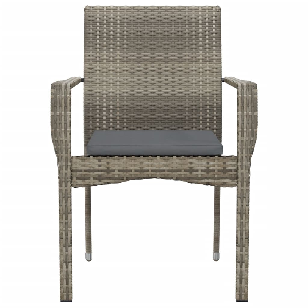 vidaXL Patio Chairs with Cushions 2 pcs Poly Rattan Gray