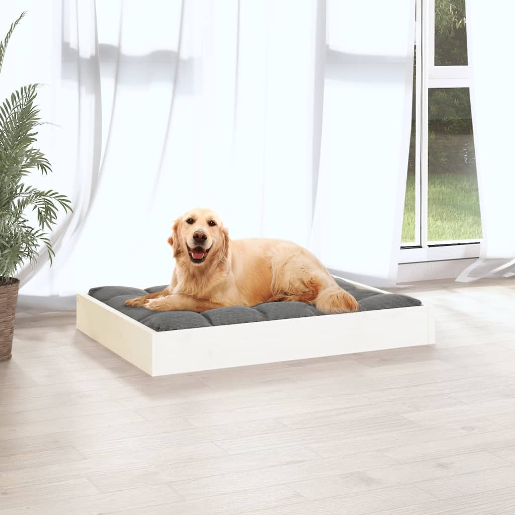 vidaXL Dog Bed White 28.1"x21.3"x3.5" Solid Wood Pine