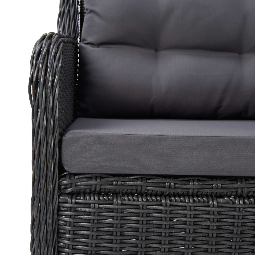 vidaXL Patio Chairs 2 pcs with Cushions Poly Rattan Black