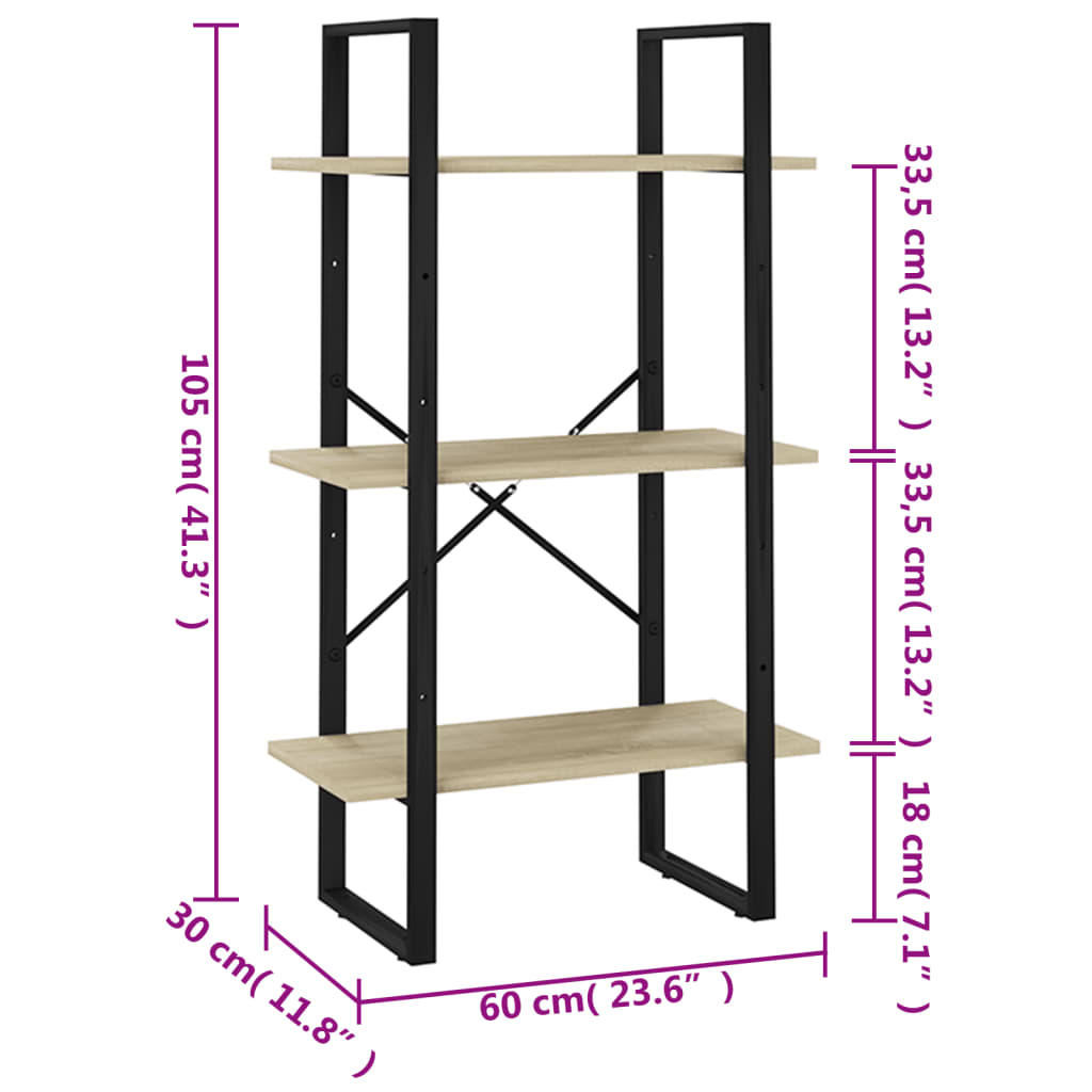vidaXL Storage Shelf Sonoma Oak 23.6"x11.8"x41.3" Engineered Wood