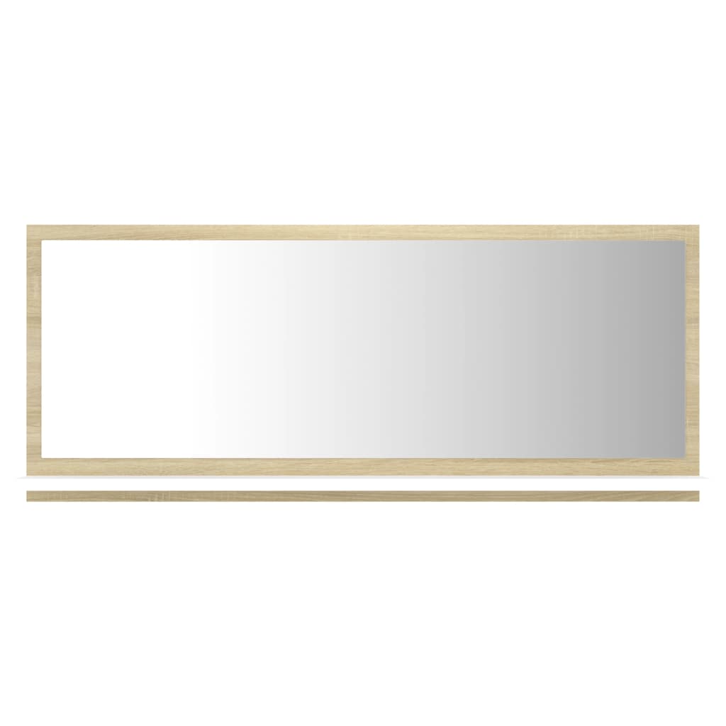 vidaXL Bathroom Mirror White and Sonoma Oak 35.4"x4.1"x14.6" Chipboard