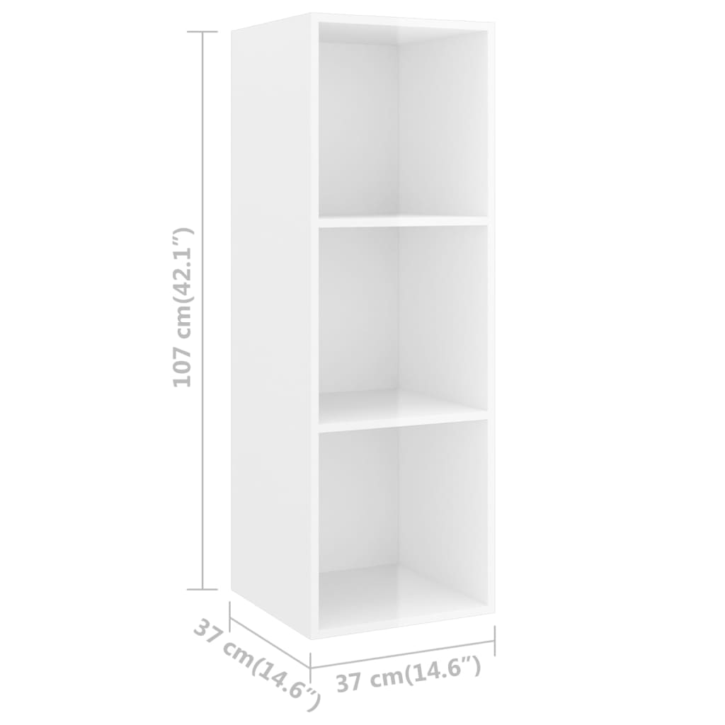 vidaXL 2 Piece TV Stand Set High Gloss White Engineered Wood