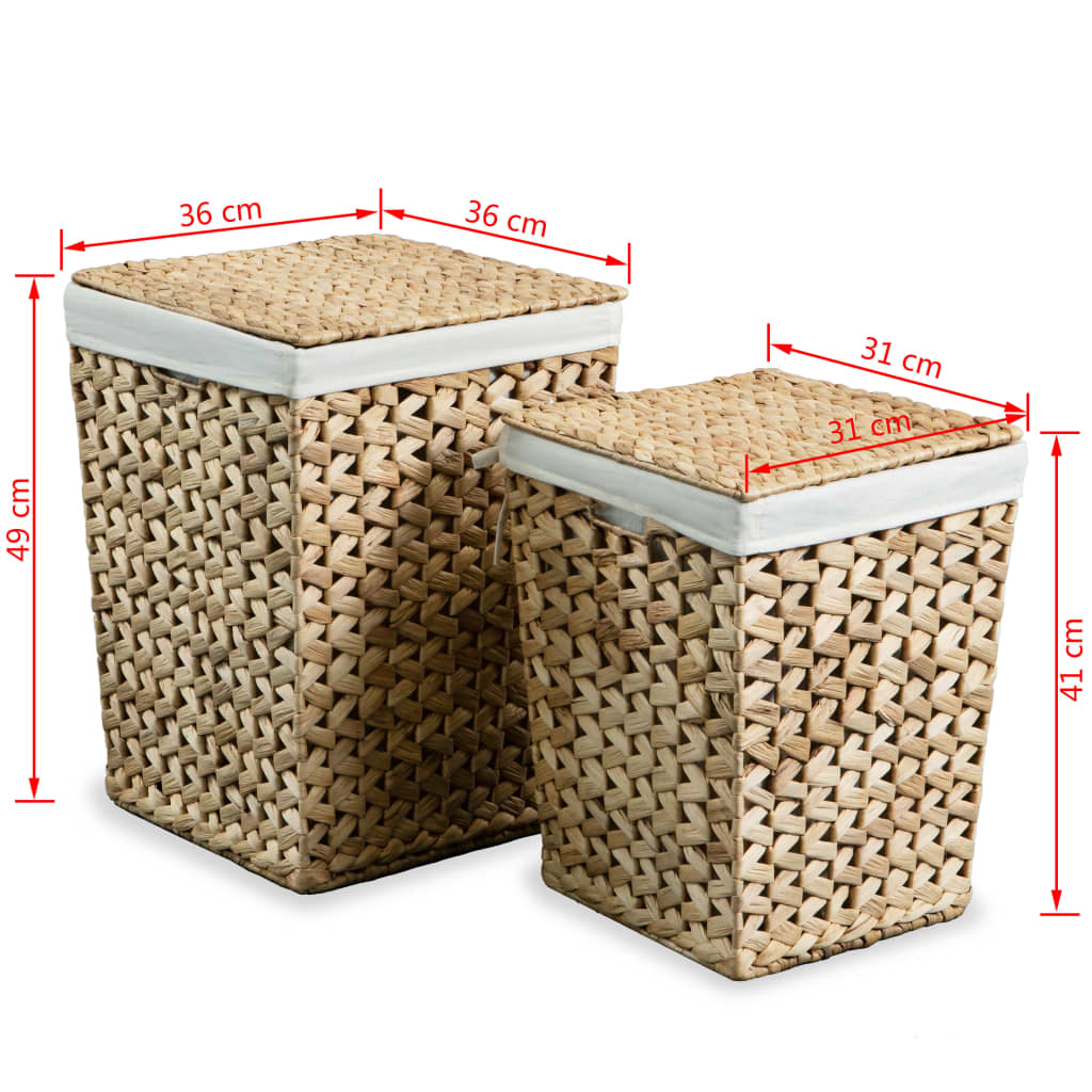 vidaXL Laundry Basket Set 2 Pieces Water Hyacinth