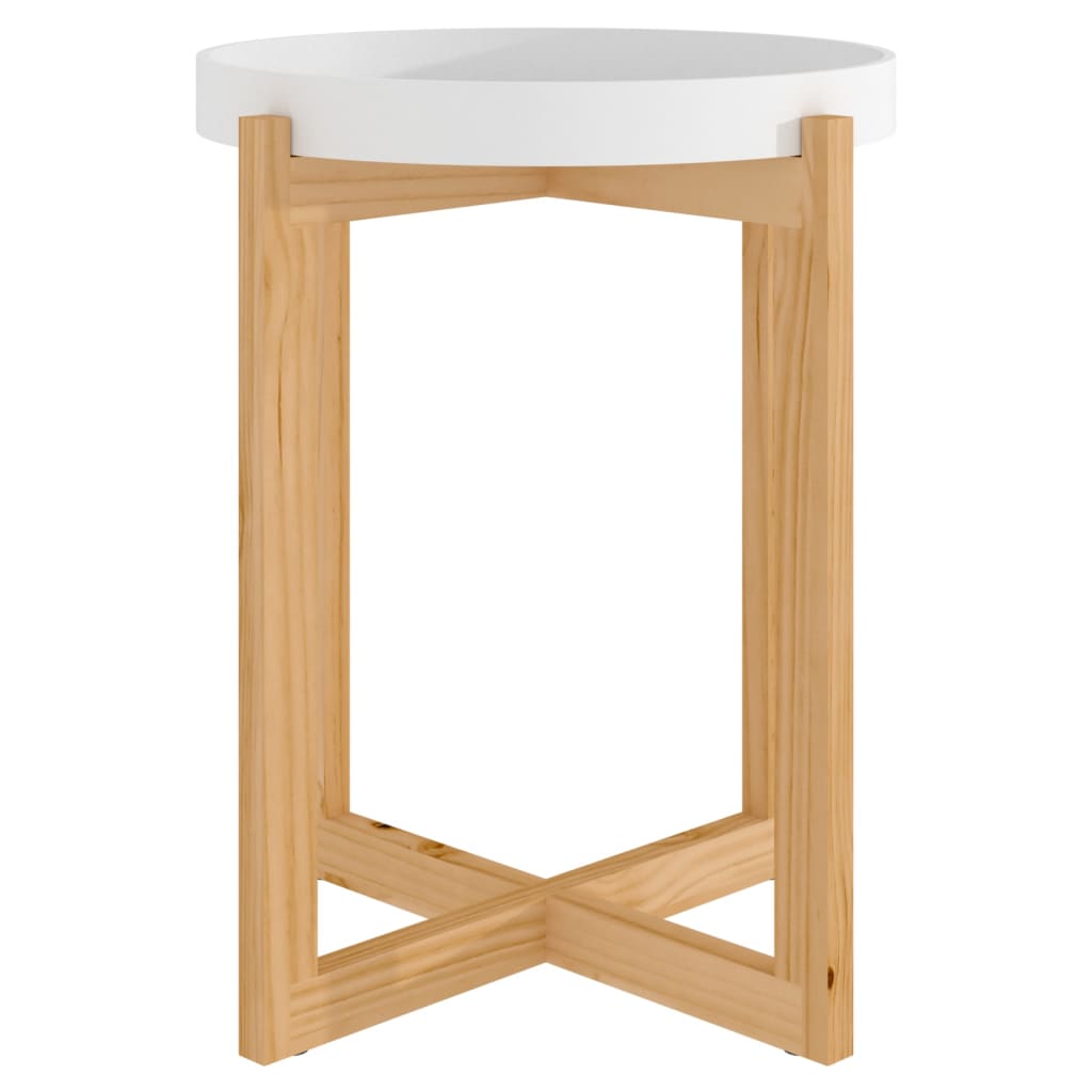 vidaXL Coffee Table White 16.1"x16.1"x19.1" Engineered Wood&Solid Wood Pine