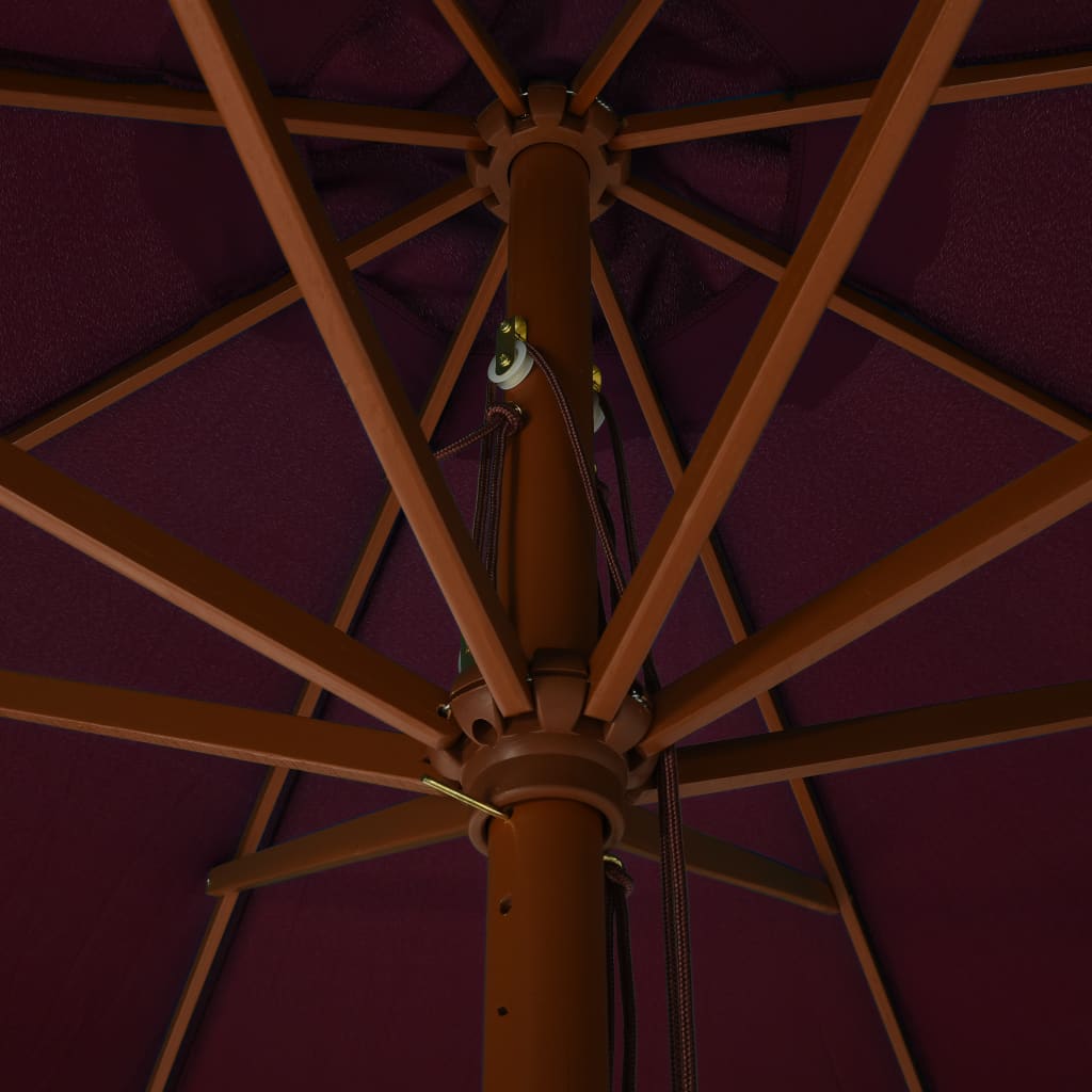 vidaXL Outdoor Parasol with Wooden Pole 129.9" Burgundy