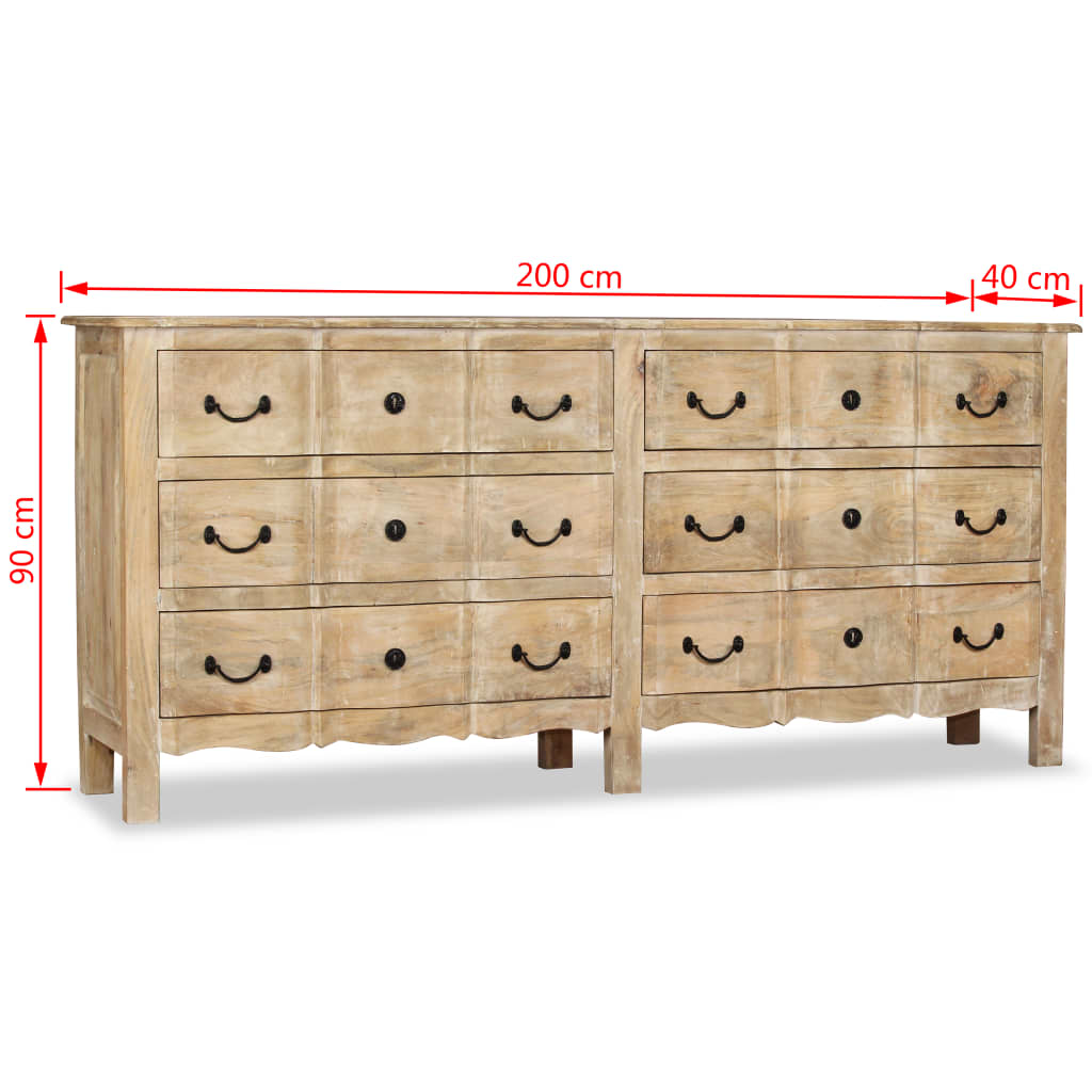 vidaXL Sideboard Solid Mango Wood 78.7"x15.7"x35.4"