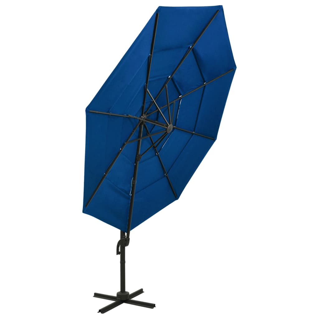 vidaXL 4-Tier Parasol with Aluminum Pole Azure Blue 9.8'x9.8'