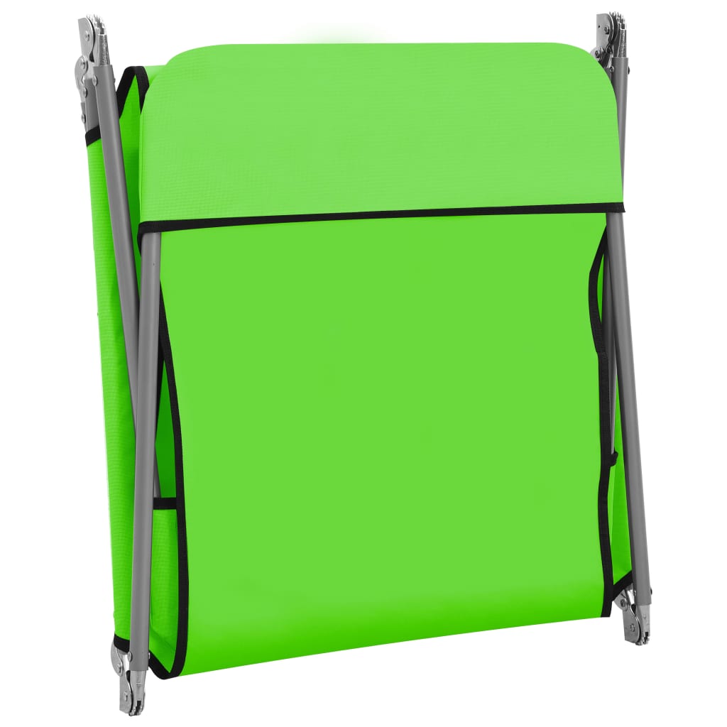 vidaXL Folding Sun Loungers 2 pcs Steel and Fabric Green
