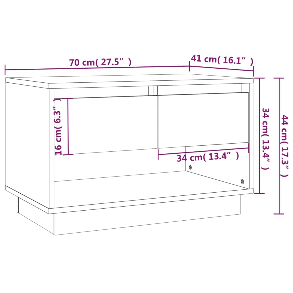 vidaXL TV Cabinet Brown Oak 27.6"x16.1"x17.3" Engineered Wood
