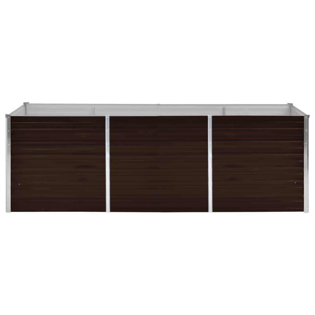 vidaXL Garden Raised Bed Brown 94.5"x31.5"x30.3" Galvanized Steel