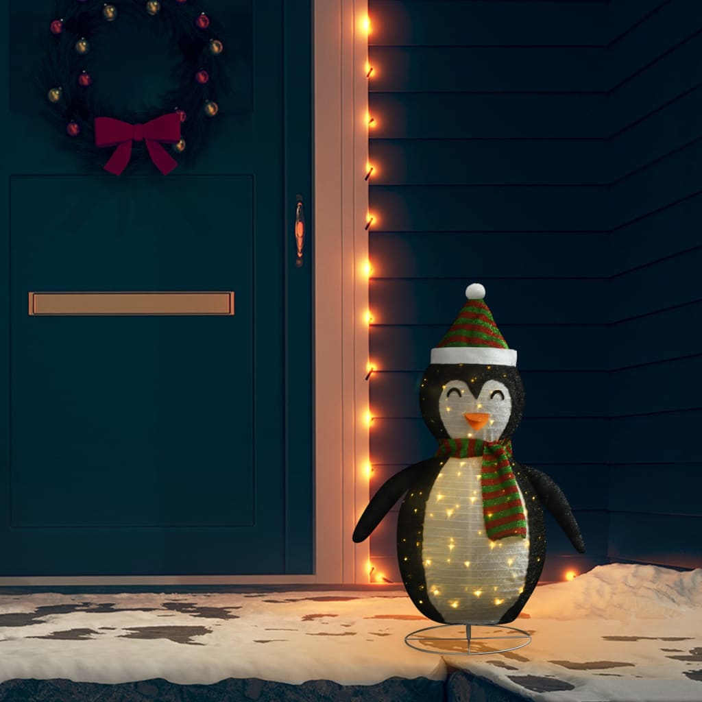 vidaXL Decorative Christmas Snow Penguin Figure LED Luxury Fabric 3 ft