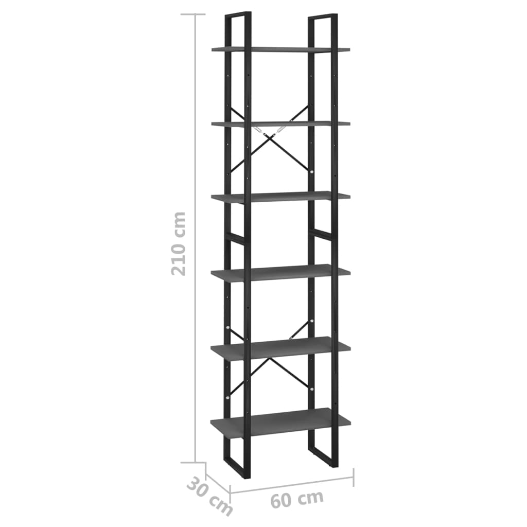 vidaXL Storage Shelf Gray 23.6"x11.8"x82.7" Engineered Wood