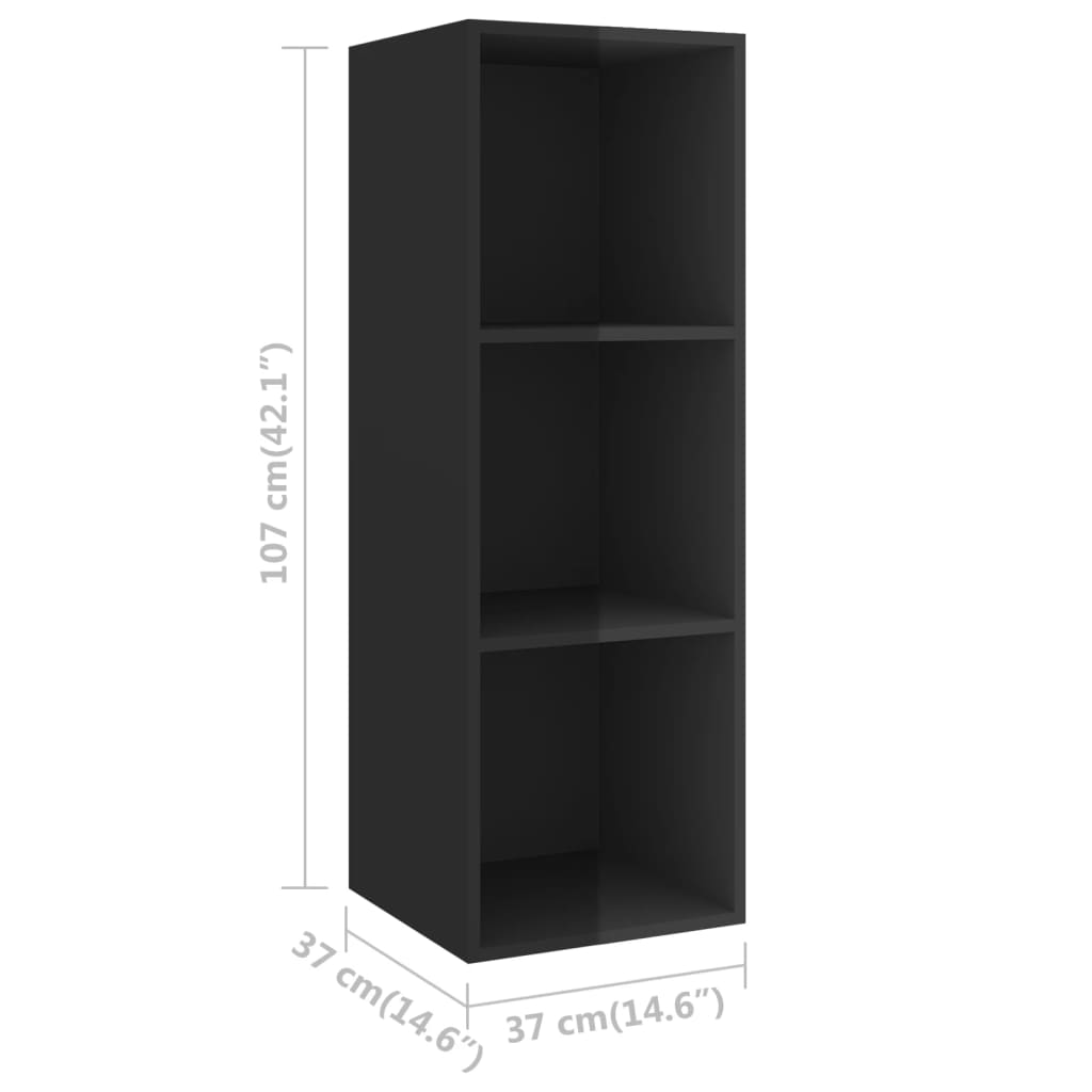 vidaXL Wall-mounted TV Cabinets 2 pcs High Gloss Black Chipboard