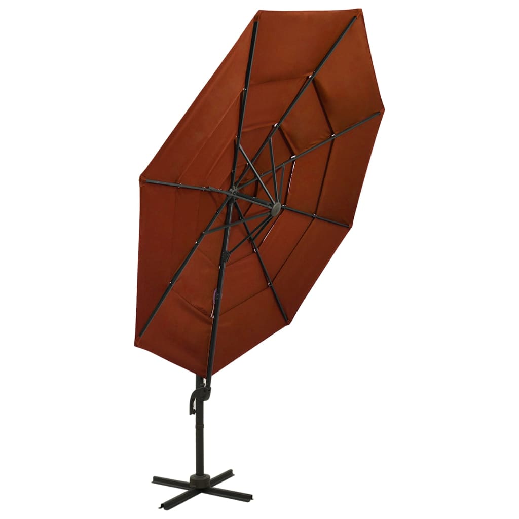 vidaXL 4-Tier Parasol with Aluminum Pole Terracotta 9.8'x9.8'