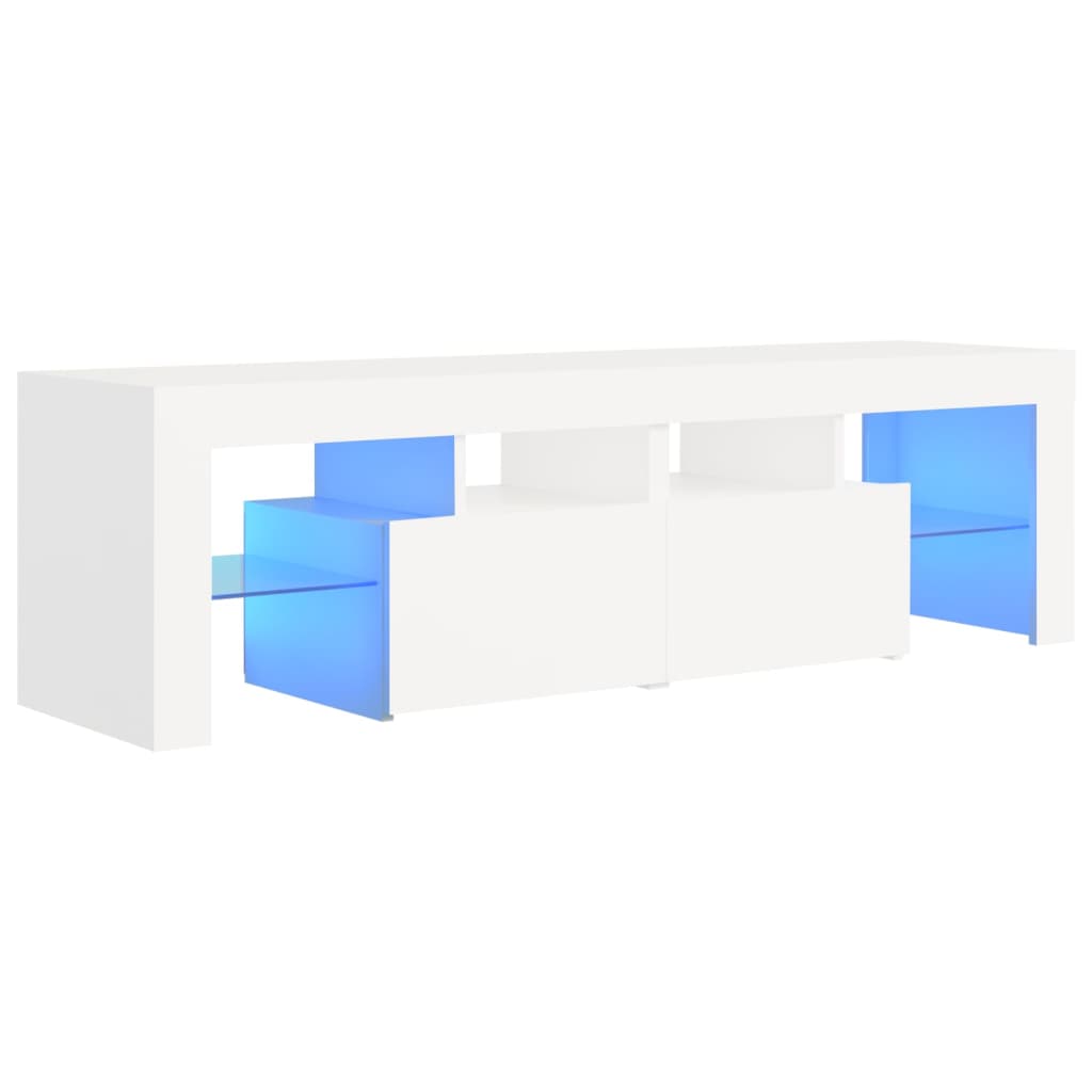 vidaXL TV Cabinet with LED Lights White 55.1"x14.4"x15.7"