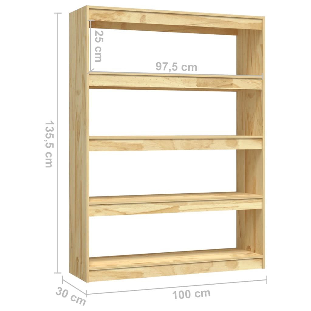 vidaXL Book Cabinet/Room Divider 39.4"x11.8"x53.3" Solid Wood Pine