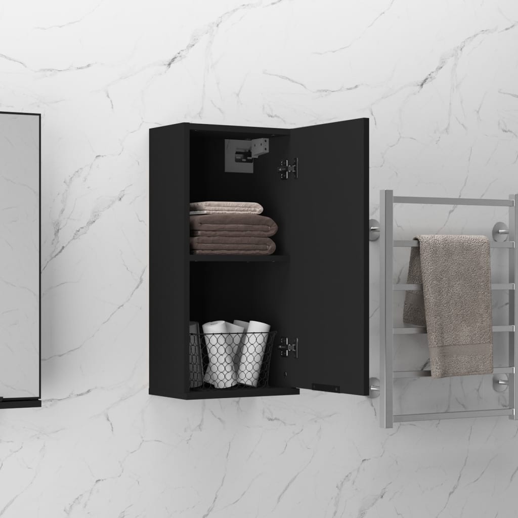 vidaXL Wall-mounted Bathroom Cabinet Black 12.6"x7.9"x26.4"