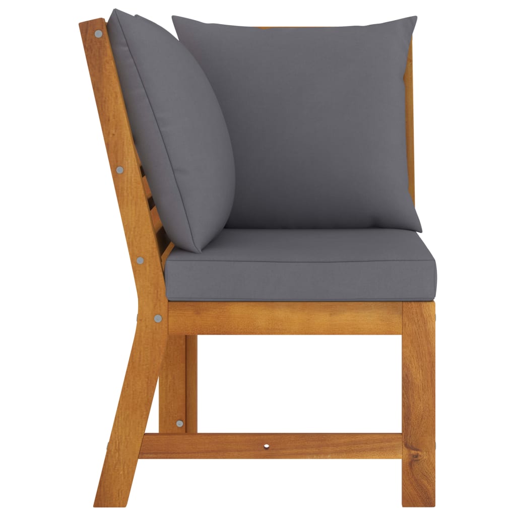vidaXL Sectional Corner Sofa with Dark Gray Cushion Solid Acacia Wood