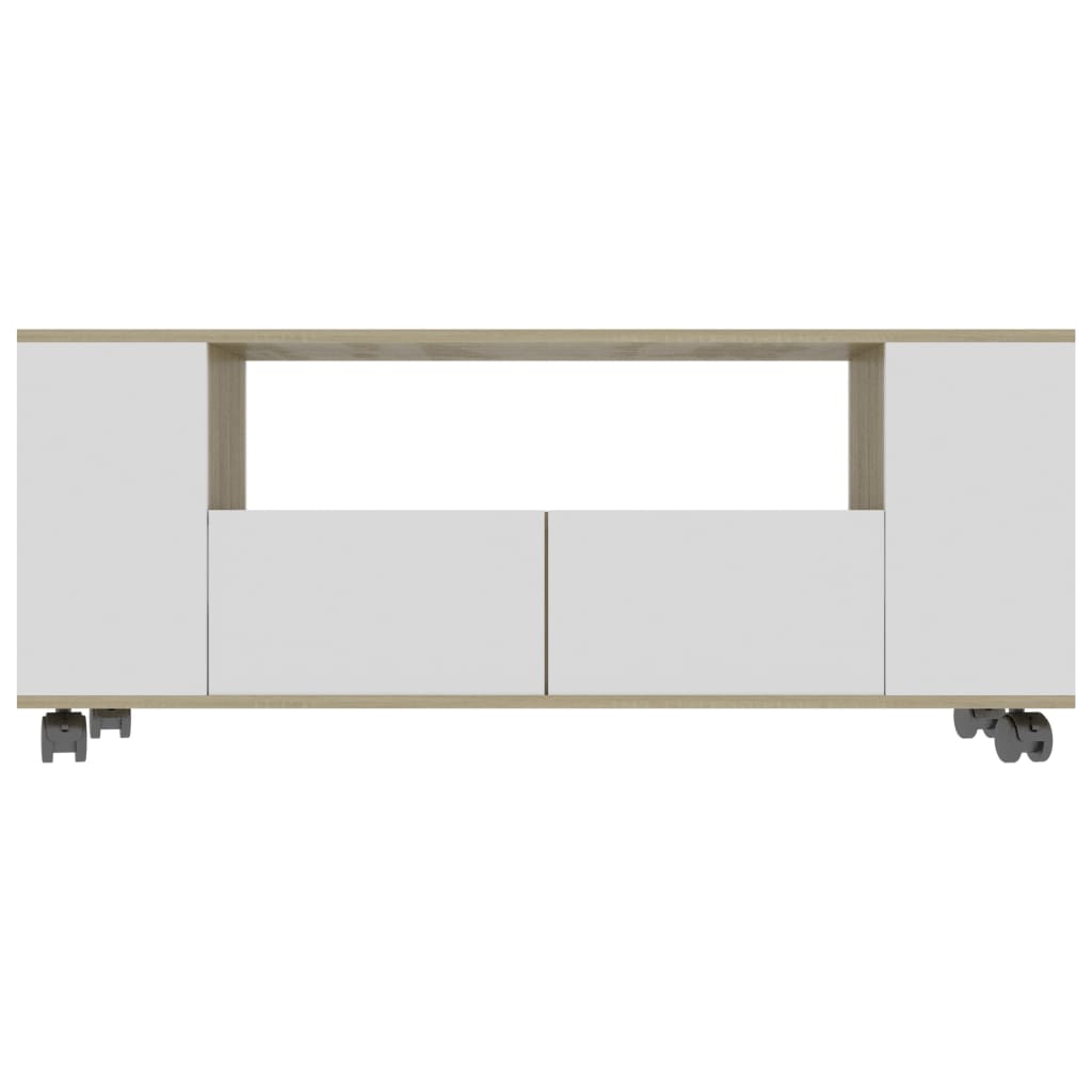 vidaXL TV Cabinet White and Sonoma Oak 47.2"x13.8"x16.9" Engineered Wood