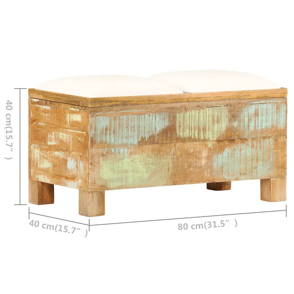 vidaXL Storage Bench Solid Reclaimed Wood 31.5"x15.7"x15.7"