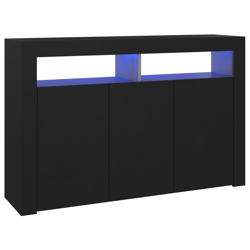 vidaXL Sideboard with LED Lights Black 45.5"x11.8"x29.5"