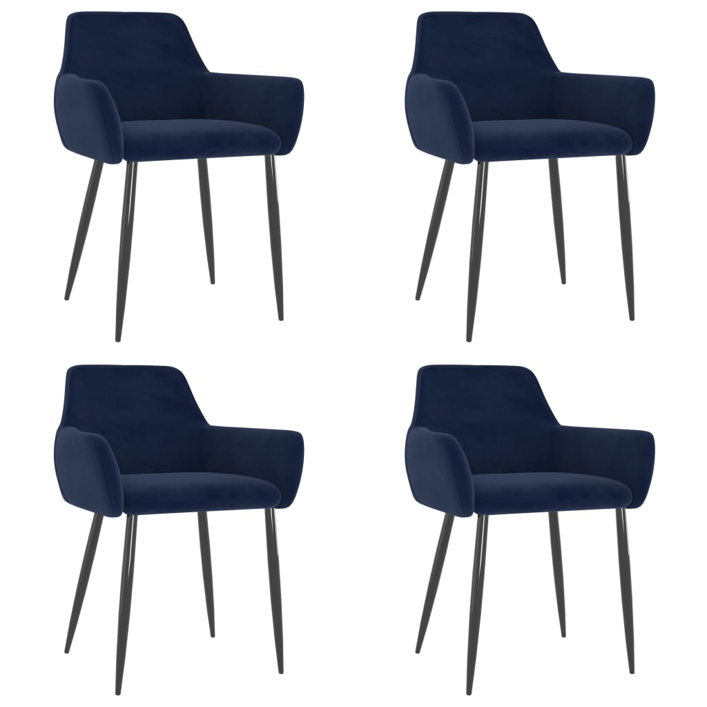 vidaXL Dining Chairs 4 pcs Blue Velvet