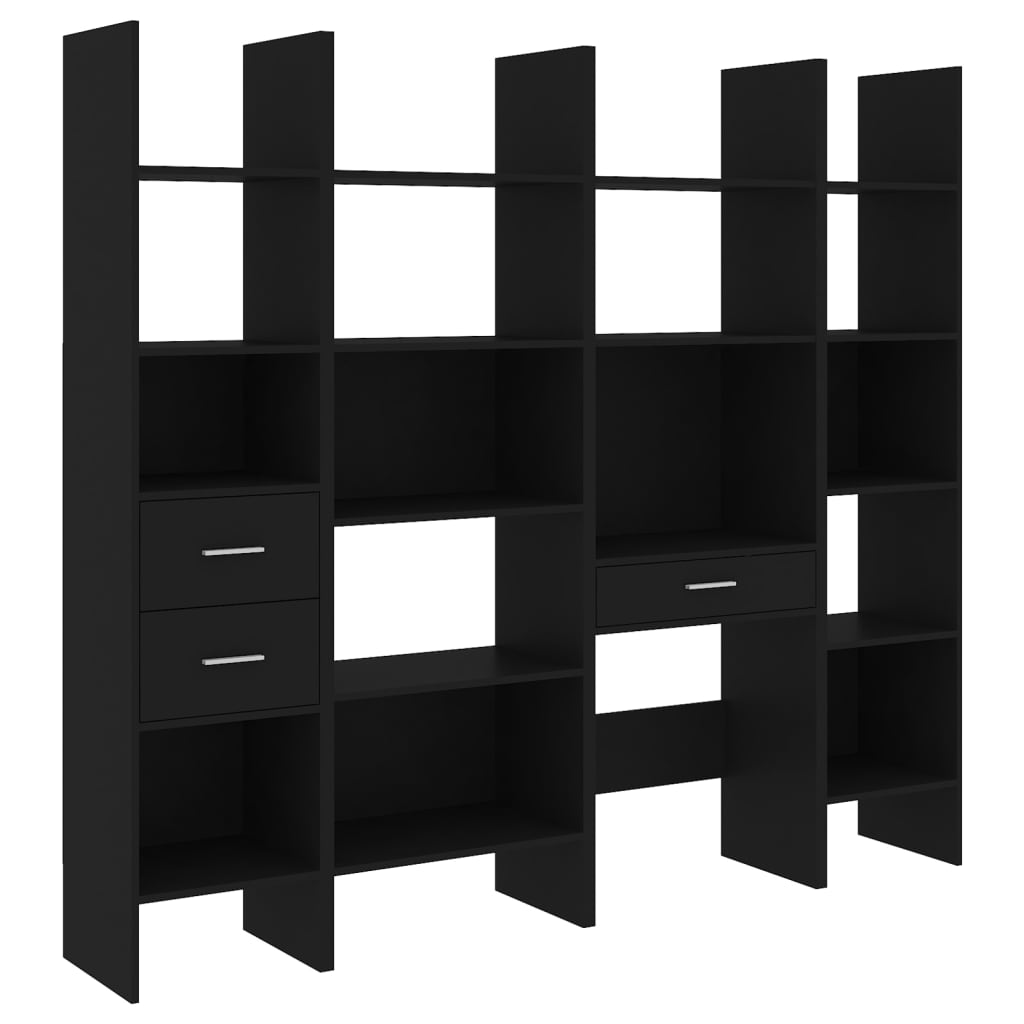 vidaXL 4 Piece Book Cabinet Set Black Engineered Wood