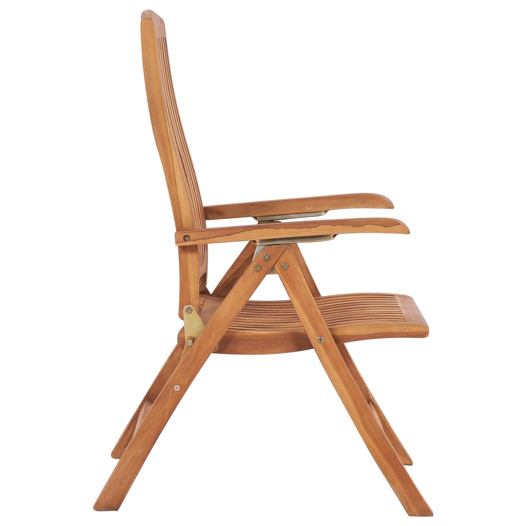 vidaXL Reclining Patio Chairs with Cushions 4 pcs Solid Teak Wood