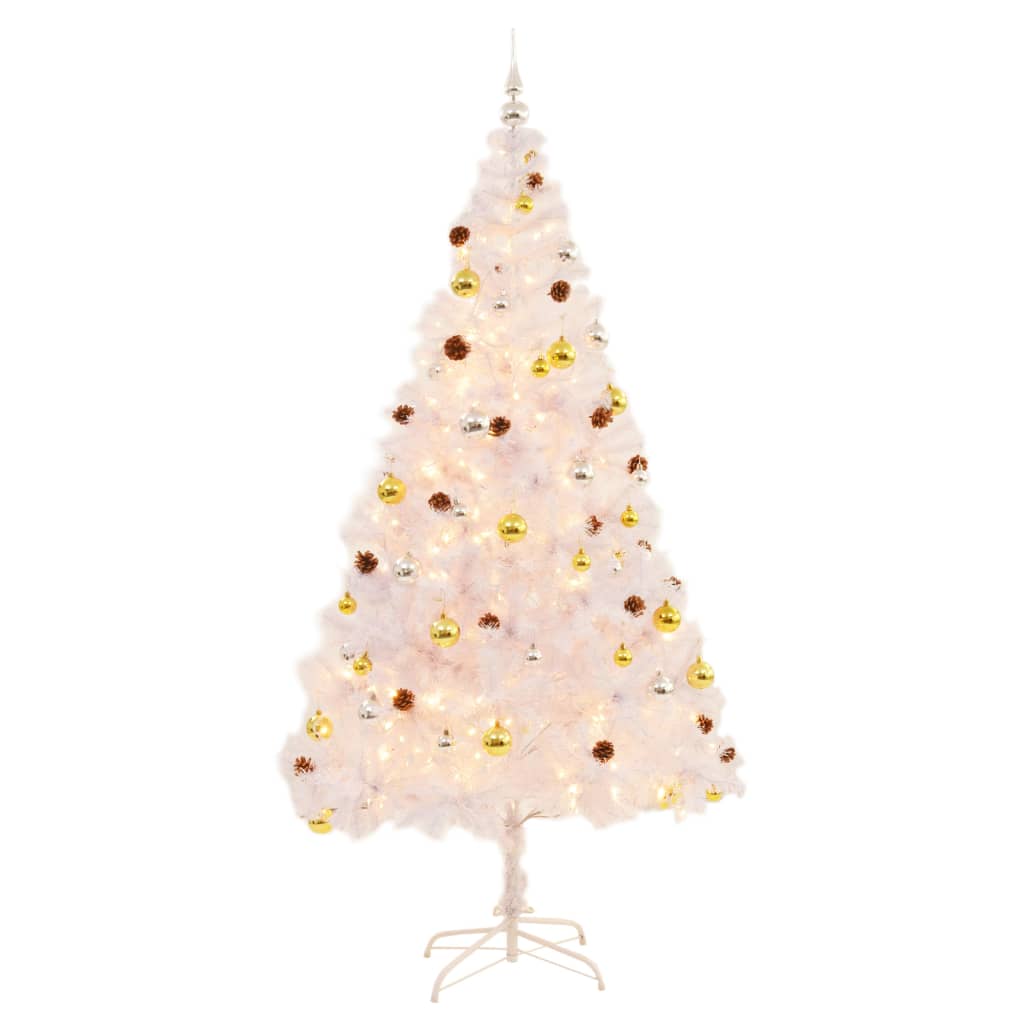 vidaXL Artificial Christmas Tree with Baubles and LEDs White 82.7"